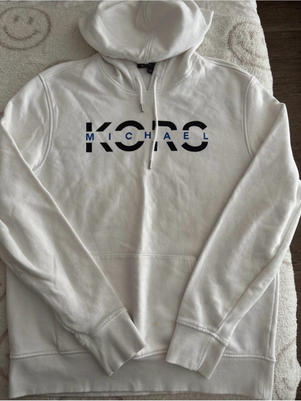 Michael Kors White Hoodie with Navy Logo